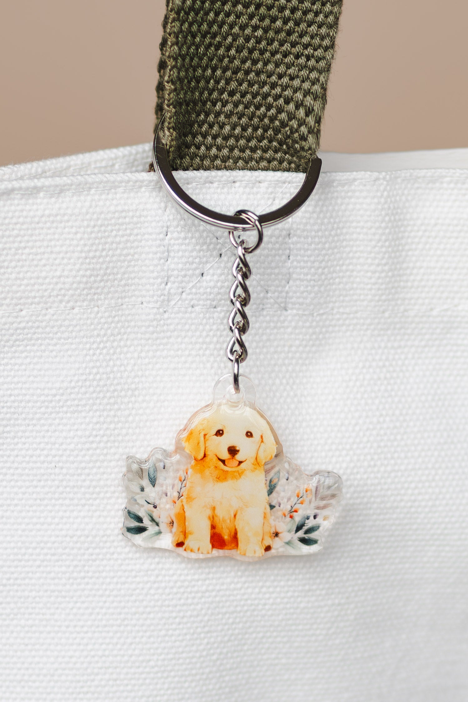 Golden Retriever Dog Acrylic Keychain | Epoxy Coated