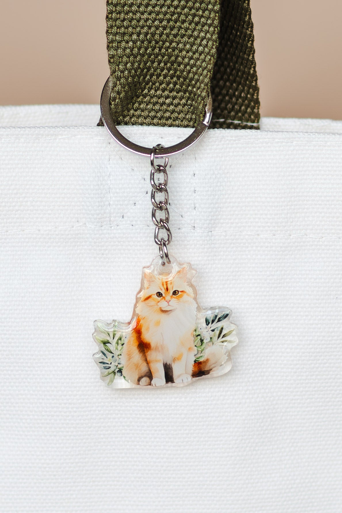 Orange Adorable Cat Acrylic Keychain | Epoxy Coated