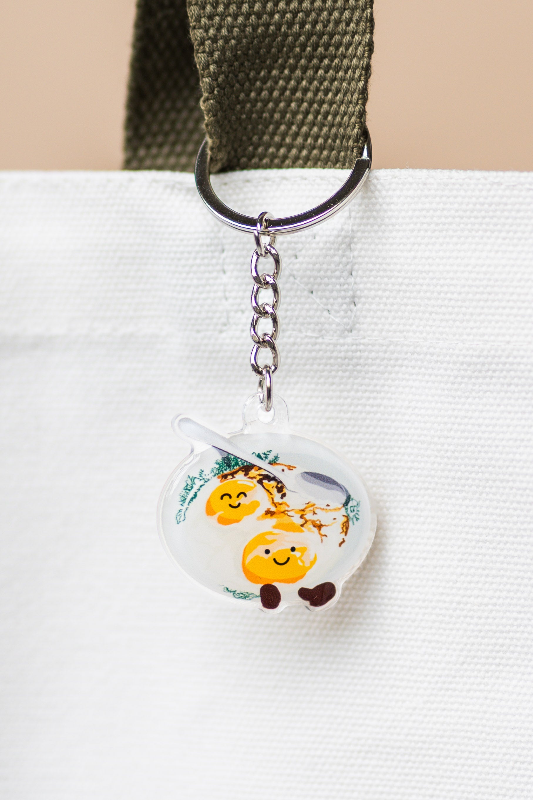 Soft Boiled Egg Acrylic Keychain | Epoxy Coated