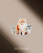 Adorable Orange Cat Vinyl Sticker | Durable & Waterproof