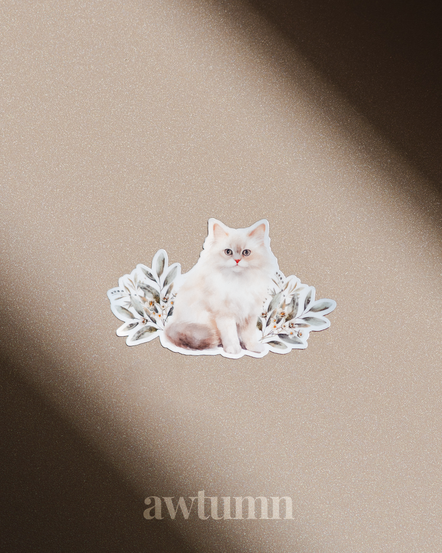 Adorable White Cat Vinyl Sticker | Durable & Waterproof