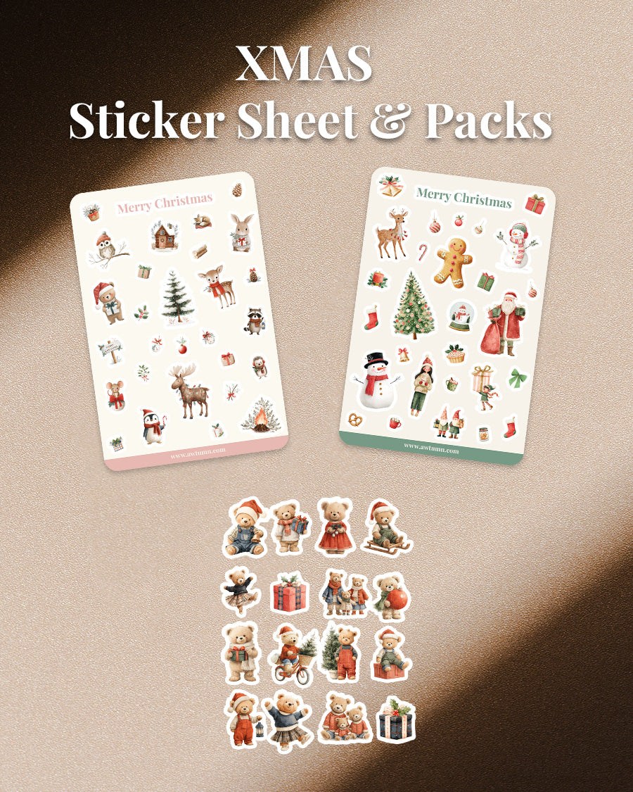 Christmas Themed Sticker Sheet & Sticker Pack